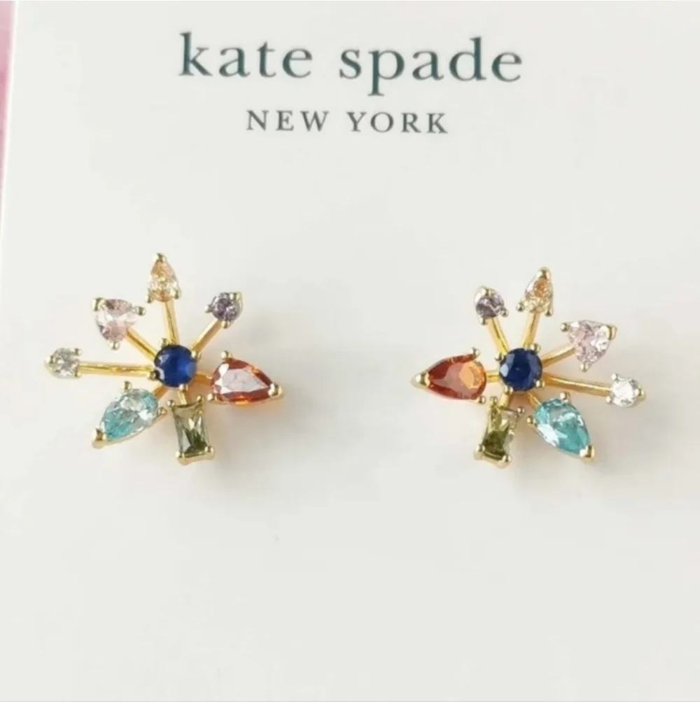 🌈▪️KATE SPADE▪️ Firework Floral Gold Multi-Color Stud Earrings